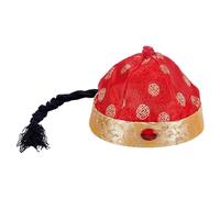 arricraft Cappello d'imperatore Reale Cinese Antico per Adulti con Lunga Treccia, Cappello Orientale Intrecciato Dinastia Qing, Ideale per feste, cosplay, spettacoli e sessioni fotografiche di costumi