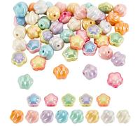 arricraft Circa 52 pz 13 colori UV Placcatura Perline Acriliche di Fiori, Perline A Spirale Perline Floreali Primaverili Iridescenti Perline Sciolte Colorate per Braccialetti Collane Gioielli