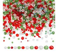 arricraft Circa 954 pz Perline di Cristallo di Vetro A Tema Natalizio, 4 dimensioni Perline Rosse Verdi Bianche Perline Briolette Rondelle Perline AB Sfaccettate Perline Distanziatrici