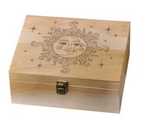 arricraft Scatola Dei Ricordi In Legno Da 1 pezzo, Misteriosa Scatola Dei Ricordi con Stelle, Sole e Luna, con Coperchio A Cerniera, Scatola Dei Ricordi per Foto Celesti, Foto, Lettere