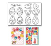 arriettycraft Happy Easter Timbri trasparenti per la creazione di biglietti, uova di Pasqua con orecchie da coniglio, timbri in silicone per scrapbooking uova di Pasqua caccia timbri in gomma per