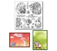 arriettycraft Timbri trasparenti per la creazione di biglietti di auguri riutilizzabili con coniglietto pasquale francobolli trasparenti per cestino pasquale francobolli in silicone per scrapbooking