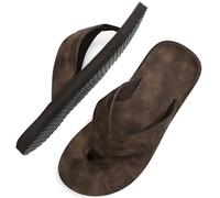 ARRIGO BELLO Infradito Uomo Pelle Ciabatte Eleganti Estive Sandali Mare Piscina Spiaggia Antiscivolo Cuoio Flip Flops Taglia 41-46(HP05090604 Marrone, Taglia 45)
