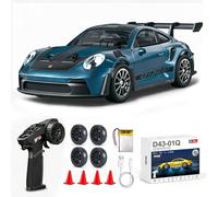 ARRIS Auto RC Drift Scala 1/43, Mini Modello 911 Telecomandato 2.4GHz 4WD in Lega con Giroscopio per Adulti (Blu)