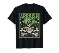 Arrish Pirate Skull Festa di San Patrizio - Pub Irlandese Crossbones Maglietta