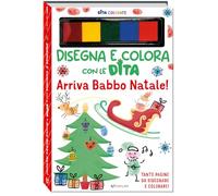 Arriva Babbo Natale! Dita colorate. Disegna e colora con le dita. Ediz. a colori. Ediz. a spirale. Con 5 inchiostri colorati per dita
