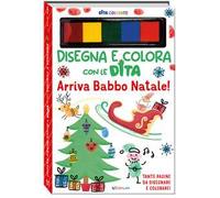 Arriva Babbo Natale! Dita colorate. Disegna e colora con le dita. Ediz. a colori. Ediz. a spirale. Con 5 inchiostri colorati per dita