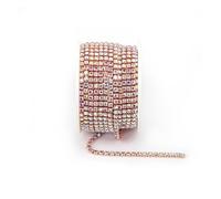 Arrival Colorful Rhinestone Chains Dense Fancy Chain Apparel Sewing Glass Rhinestone Cup Chain With Colorful base(Rose Gold Crystal AB,SS6(2mm)-10yards)