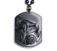 Arrivare Ossidiana Lupo Testa Collana Pendenti Per Gli Uomini Donne Nero Ossidiana Lupo Collana Scultura Testa Di Lupo Amuleto