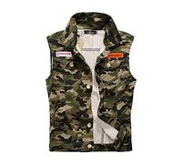 Arrivi Domani Gilet di Jeans da Uomo Senza Maniche con Risvolto Slim Fit Retro strappato Casual Gilet da Uomo Giacca Lunga Calda (Camouflage, XXXL)
