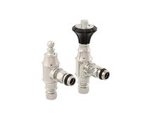 Arroll UK-29 - Valvola termostatica per radiatore e detentore, finitura cromata e testa nera (cromata)