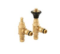Arroll UK-29 - Valvola termostatica per radiatore e detentore, finitura in ottone anticato con testa nera (ottone anticato)