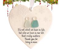 Arroopu Ciondolo Cuore per Albero di Natale | Decorazione Cuore Amore In Ceramica Albero Di Natale | Ricordo Invernale Vacanze Amicizia per Amiche,Donna Ragazza Adulta Adolescente Studente