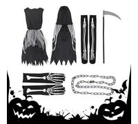 Arroopu Costumi Di Halloween Per Ragazze | Set Cappa con Cappuccio Outfit Halloween | Travestimento Creepy Cosplay, Vestito per Bambini Piccoli Festa Carnevale