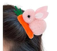 Arroopu Fermaglio per capelli in peluche a forma di coniglietto, per il giorno di Pasqua, con carote, elegante accessorio per capelli a forma di carota, per donne e ragazze