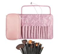 Arrotolabile per pennelli da trucco, custodia portatile in nylon, organizer per pennelli cosmetici, impermeabile, protezione professionale, senza spazzole, rosa, la descrizione, Vedere la