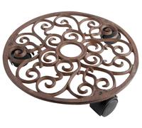 Arrotondato Rostbrauner Pflanzen-Trolley IN Ghisa Con Ruote di Plastica Ø 29 CM