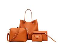 Arrovarp PU Borsa Da Donna A Secchiello Da 4 Pezzi | Borsa Da Donna 4 Pezzi | 4 /Set Women Hand-bags Fashion Leather Purse Card Tote Bags Set | Borsa A Secchiello Per Borsa Da Figlio-madre Di Moda