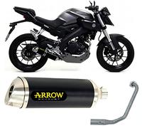 arrow 51513aon+51012mi, terminale e collettore, impianto completo omologato open thunder alluminio nero, compatibile con moto yamaha mt125 mt-125 2014 2015 2016 2017 2018 2019 mototopgun