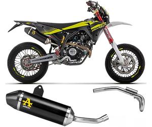 arrow 52512akn+52003pd, terminale e collettore, impianto completo omologato open thunder alluminio nero, con fondello carbonio, compatibile con moto fantic motor xef/xmf 125 2023 mototopgun