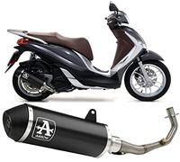 arrow 53517ann+53064mi, terminale e collettore, impianto completo omologato open urban alluminio nero nero, compatibile con moto piaggio medley 125 2016 2017 2018 2019 mototopgun