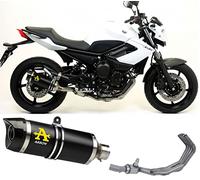 arrow 71761akn+71421mi, terminale e collettore, impianto completo omologato open thunder alluminio nero, con fondello carbonio, compatibile con moto yamaha xj6 2009 2010 2011 2012 2013 mototopgun