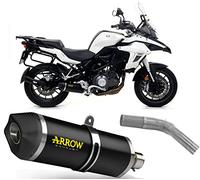 arrow 71878akn+71689mi, terminale e raccordo, impianto semi-completo omologato open race-tech alluminio nero, con fondello carbonio, compatibile con moto benelli trk 502 2020 mototopgun