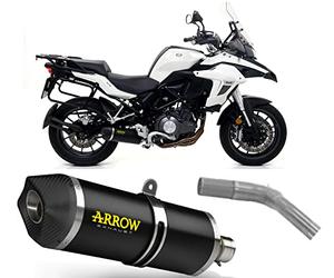 arrow 71878akn+71689mi, terminale e raccordo, impianto semi-completo omologato open race-tech alluminio nero, con fondello carbonio, compatibile con moto benelli trk 502 2020 mototopgun