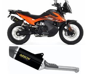 arrow 71904akn, terminale omologato race-tech alluminio nero, con fondello carbonio, compatibile con moto ktm 890 adventure r 2021 2022 2023 mototopgun