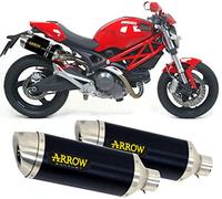 arrow scarico omologato open doppio terminale thunder alluminio nero compatibile con ducati monster 1100 2009 2010 mototopgun