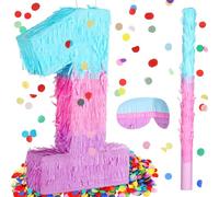 Arrowbash Pignatta a forma di sirena con numero 1, rosa, viola, blu, con bastone per benda e coriandoli, grande pignatta per feste di compleanno, adatta per ragazzi e ragazze, anniversario,