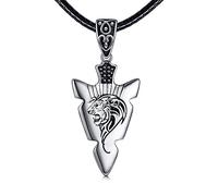 Arrowhead Necklace Silver Wolf/Lion/Viking Arrow Pendant Necklace Jewellery Gifts for Men