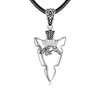 Arrowhead Necklace Silver Wolf/Lion/Viking Arrow Pendant Necklace Jewellery Gifts for Men