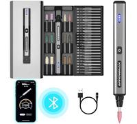 ARROWMAX Penna per incisione elettrica, penna per lucidatura con 36 punte, custodia in alluminio, Bluetooth, APP, carica magnetica wireless, macchina per incisione senza fili per gioielli (SGS MINI)
