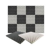 Arrowzoom 12 schiuma acustica convoluted Egg Crate Pannelli trattamento fonoassorbenti ignifughi 50x50x3cm pareti di studi di registrazione cancellazione del rumore di smorzamento 1052 nero e grigio