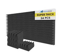 Arrowzoom 24 Pannelli Fonoassorbenti Schiuma 25x25x10cm Nero | Schiuma acustica ad alta densita per riduzione eco, assorbimento sonoro, studio, gaming e home office
