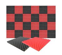 Arrowzoom 24 pezzi per isolamento acustico isolamento uovo di schiuma imbottitura in schiuma da parete studio acustico piastrelle, Poliuretano espanso, RED & BLACK, 50 cm x 50 cm x 3 cm