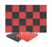 Arrowzoom 24 pezzi per isolamento acustico isolamento uovo di schiuma imbottitura in schiuma da parete studio acustico piastrelle, Poliuretano espanso, RED & BLACK, 25 cm x 25 cm x 3 cm