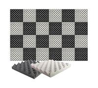 Arrowzoom 24 schiuma acustica convoluted Egg Crate Pannelli trattamento fonoassorbenti ignifughi 25x25x3cm pareti di studi di registrazione cancellazione del rumore di smorzamento 1052 nero e grigio