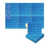 Arrowzoom 6 Pannelli adesivi in feltro 3D in poliestere per arte quadrata fai-da-te, decorazione murale con pannelli tessili piastrella insonorizzante mattoni decorativo Blu 30x30cm SD1392