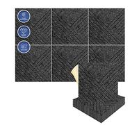 Arrowzoom 6 Pannelli adesivi in feltro 3D in poliestere per arte quadrata fai-da-te, decorazione murale con pannelli tessili piastrella insonorizzante diagonale decorativo Nero 30x30cm SD1390