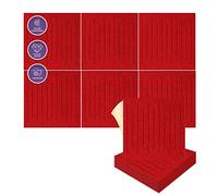 Arrowzoom 6 Pannelli adesivi in feltro 3D in poliestere per arte quadrata fai-da-te, decorazione murale con pannelli tessili piastrella insonorizzante Onda Sonora decorativo Rosso 30x30cm SD1393