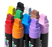 Arrtx Pennarelli Acrilici Jumbo Punta in feltro Jumbo da 15 mm, 10 pennarelli acrilici per pittura su roccia, pietra, vetro, uova di Pasqua, legno e pittura su tessuto, fai da te