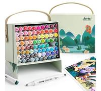 Arrtx - Set di pennarelli ALP con 80 colori, doppia punta, con scatola per il trasporto, per progetti, disegni, schizzi, architettura, anime, calligrafia e illustrazioni