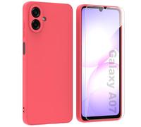 ARRYNN Custodia per Samsung Galaxy A07 4G (6.7") Cover + Pellicola Protettiva Vetro Temperato,Liquid Silicone TPU Case Cover per Samsung Galaxy A07 4G - Rosso