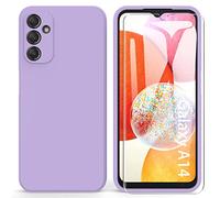 ARRYNN Custodia per Samsung Galaxy A14 4G / 5G Cover + Pellicola Protettiva Vetro Temperato,Liquid Silicone TPU Case - Viola