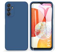 ARRYNN Custodia per Samsung Galaxy A14 4G / 5G Cover + Pellicola Protettiva Vetro Temperato,Liquid Silicone TPU Case Cover per Samsung Galaxy A14 4G / 5G - Blu