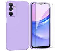 ARRYNN Custodia per Samsung Galaxy A15 4G / 5G (6,5") Cover + Pellicola Protettiva Vetro Temperato,Liquid Silicone TPU Case Cover - Viola