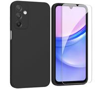 ARRYNN Custodia per Samsung Galaxy A15 4G / 5G (6,5") Cover + Pellicola Protettiva Vetro Temperato,Liquid Silicone TPU Case Cover per Samsung Galaxy A15 4G / 5G - Nero