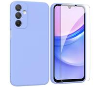 ARRYNN Custodia per Samsung Galaxy A15 4G / 5G (6,5") Cover + Pellicola Protettiva Vetro Temperato,Liquid Silicone TPU Case Cover per Samsung Galaxy A15 4G / 5G - Viola2